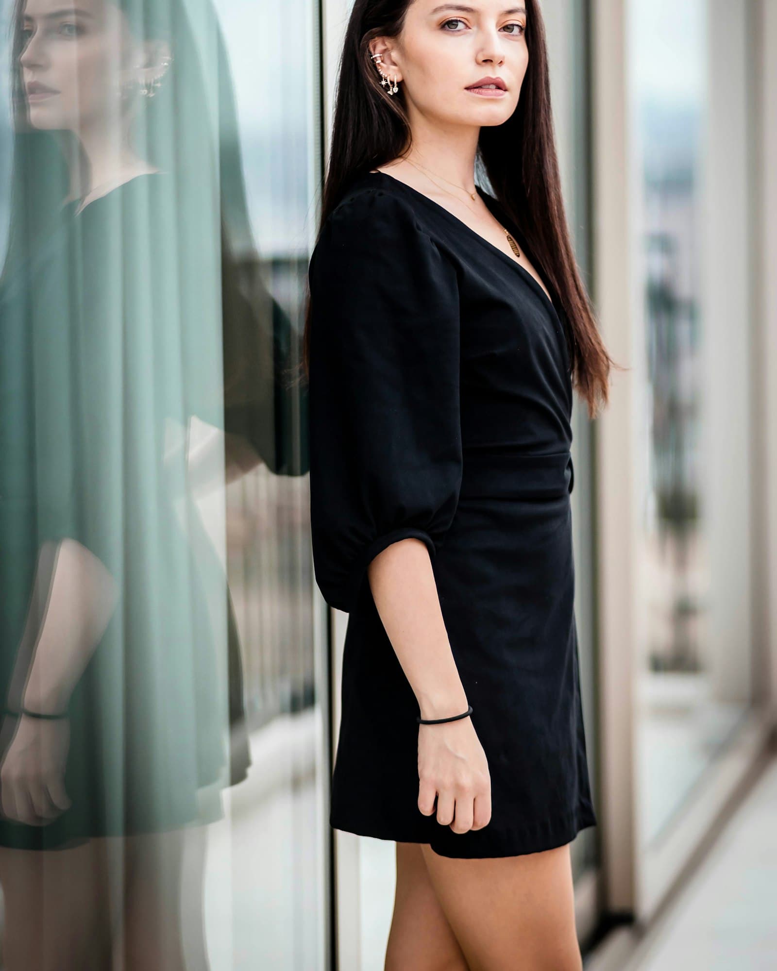 Đầm ôm len gân cổ lọ