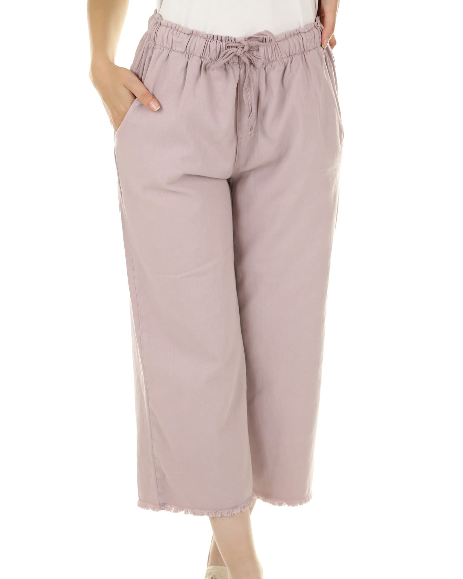 Quần short linen cạp cao